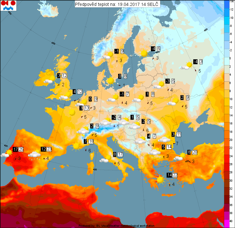 Předpověď teplot a počasí na 19. dubna 2017