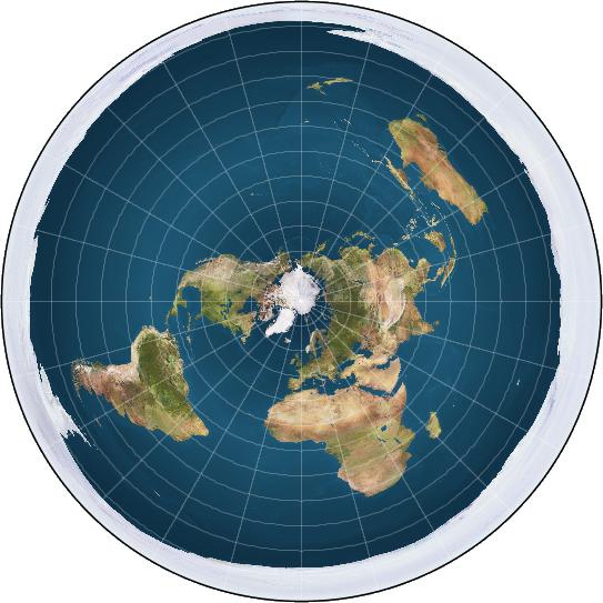 Snímek země z pohledu severního pólu