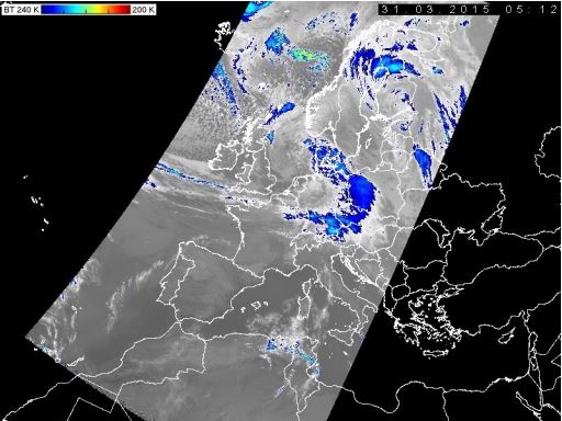 Satelitní snímek ze satelitu NOAA ze dne 31.3.2015