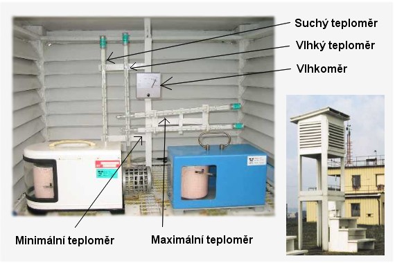 Popis zařízení uvnitř meteorologické budky