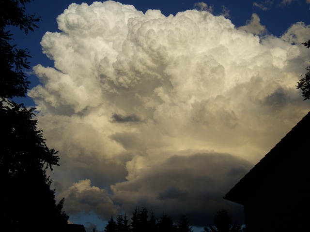 Oblak typu cumulonimbus calvus na obloze