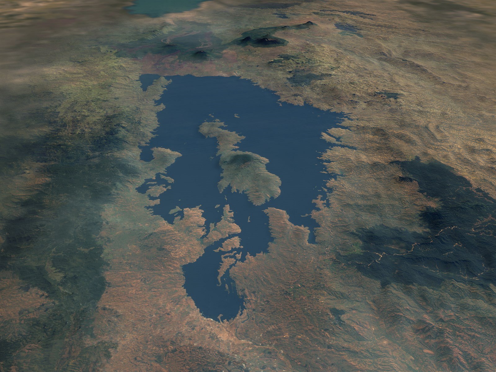 Satelnití snímek jezera Kivu