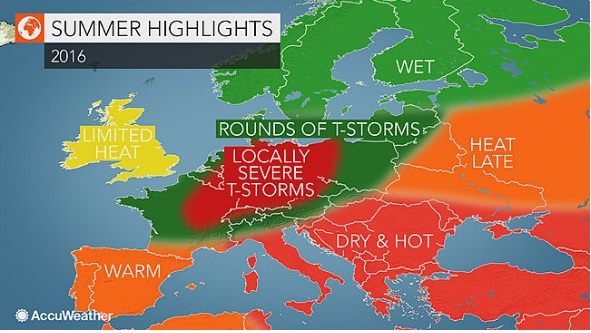 Evropská předpověď počasí na léto 2016