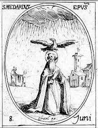 Vyobrazení svatého Medarda v dobovém kalendáři