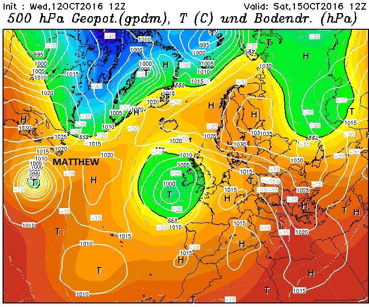 Synoptická situace hurikán Matthew