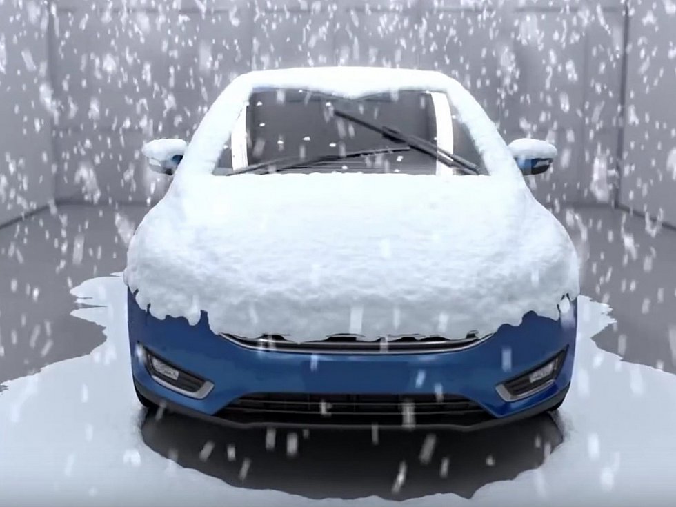Testování automobilu Ford za sněhových podmínek