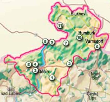mapa Děčínska a Lužických hor