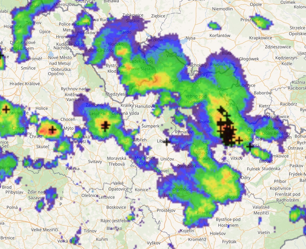 Silné bouřky v okolí Bruntálu