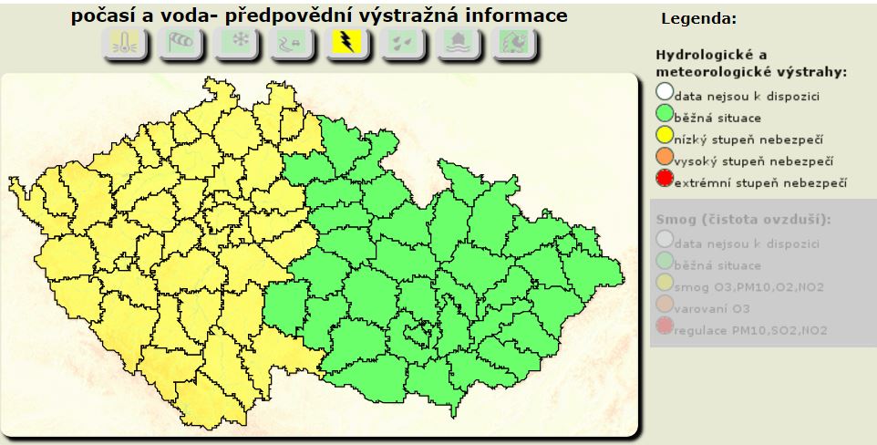 Výstražná informace na silné bouřky pro východní polovinu našeho území