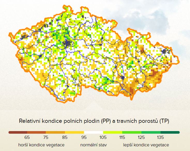 Relativní kondice půdních plodin a travních porostů