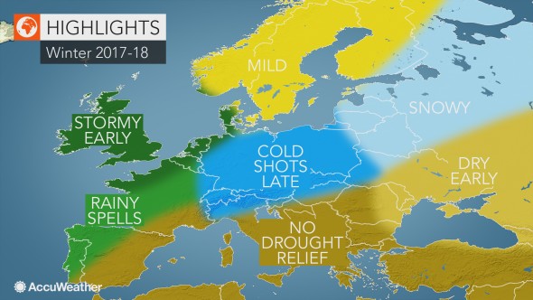 Předpověď počasí na zimu 2017-2018 podle meteorologů z Accuweather