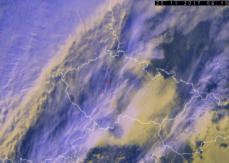 Satelitní snímky oblačnosti nad ČR 25.11.2017