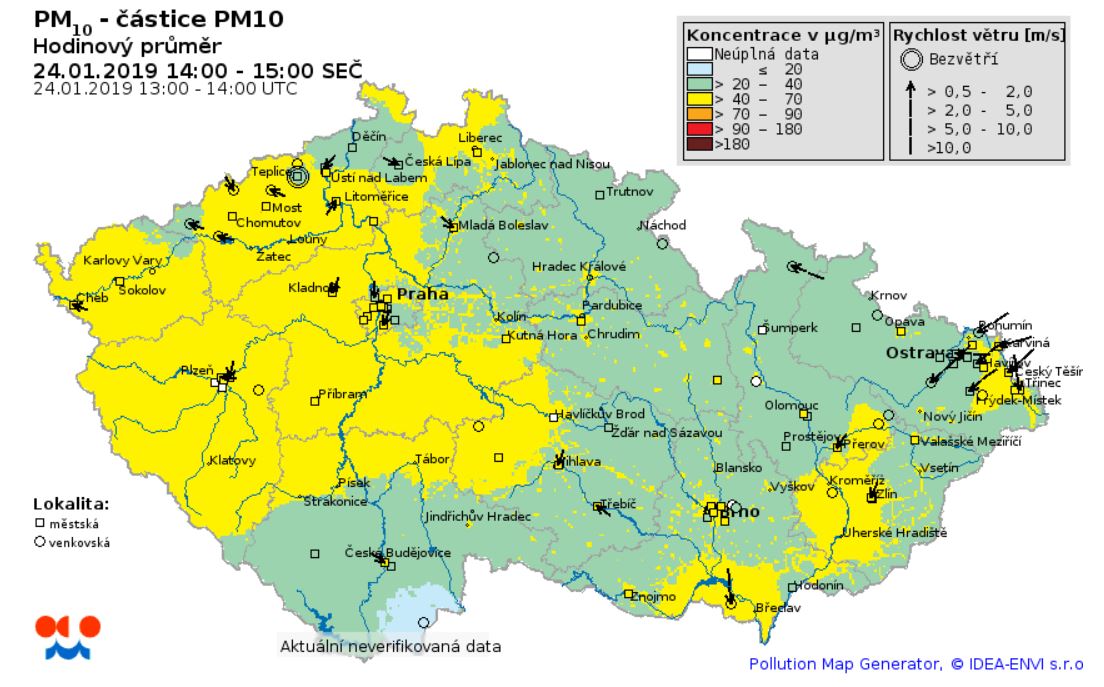 znečištěné ovzduší se zlepšuje