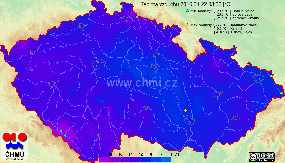 Teplota vzduchu klesla i k -30 °C