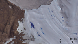 Ledovcové jezero vyfocené ze satelitu