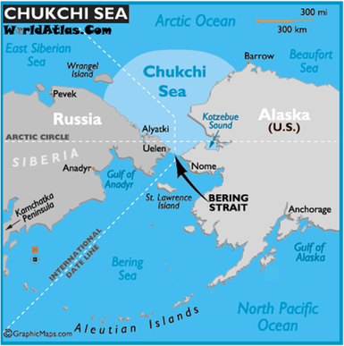 Čukotské moře rozděluje USA od Ruska