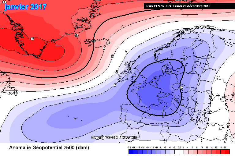 Anomálie v atmosféře přes Vánoce v roce 2016