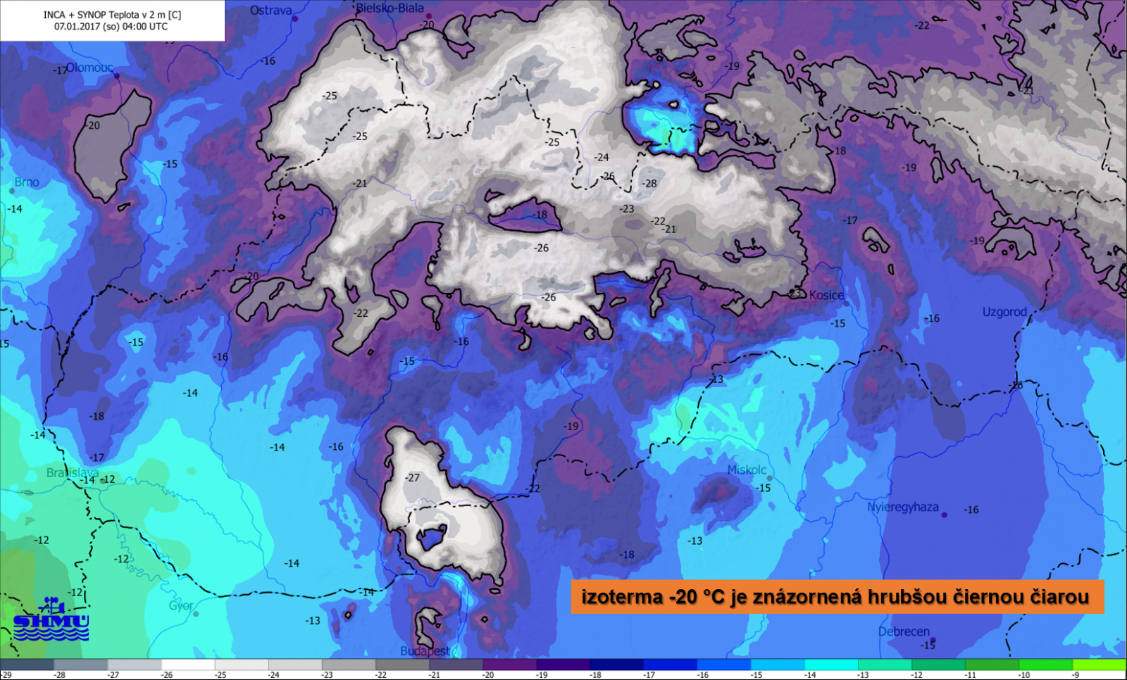 Izoterma teploty -20 °C na území Slovenska