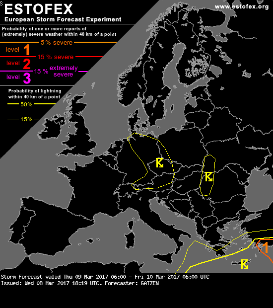 Předpověď bouřek pro Evropu