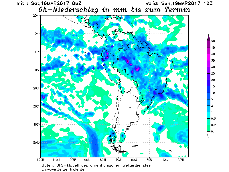 Předpověď srážek v jižní Americe