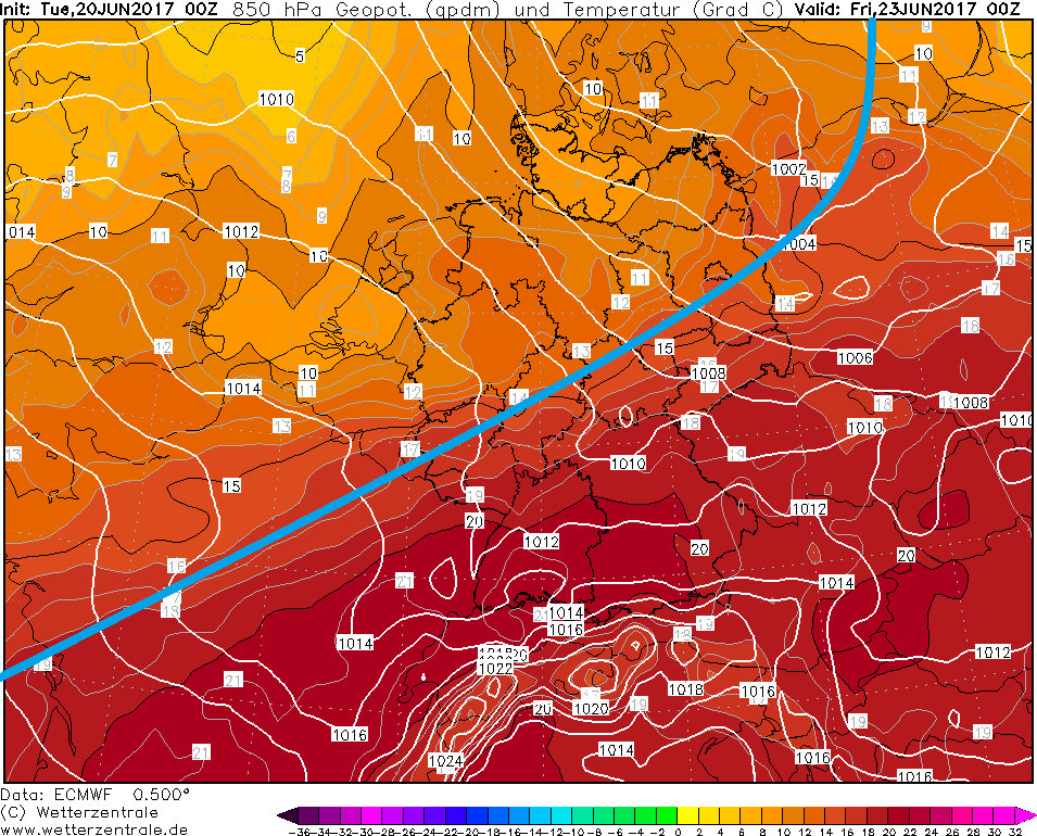 Synoptická situace v úterý 20. června