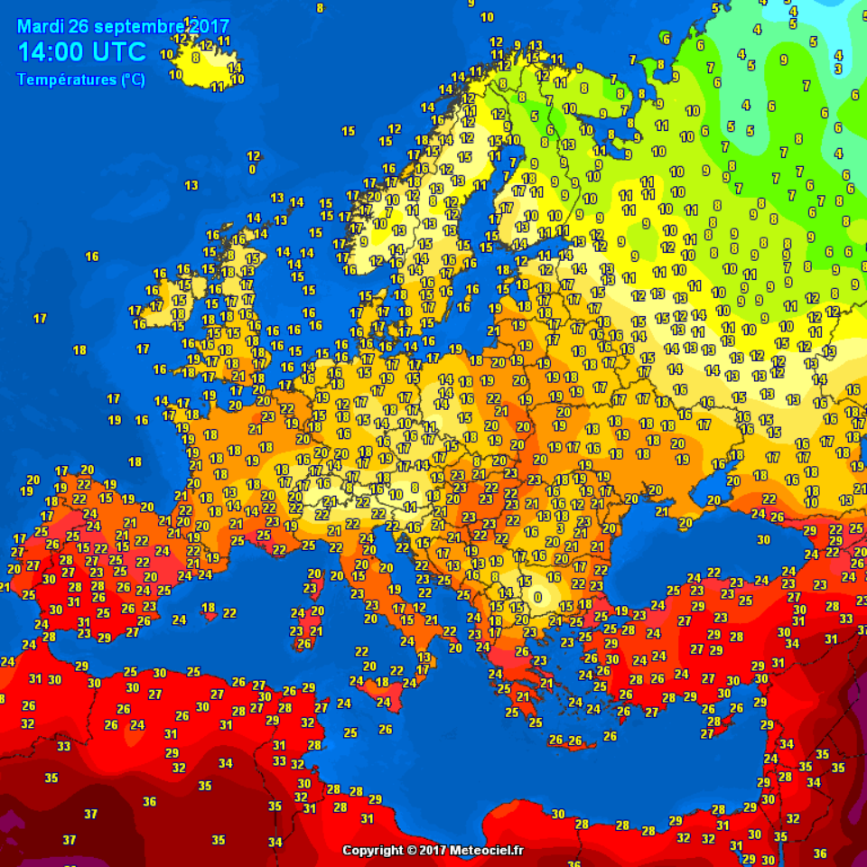 Teploty v Evropě