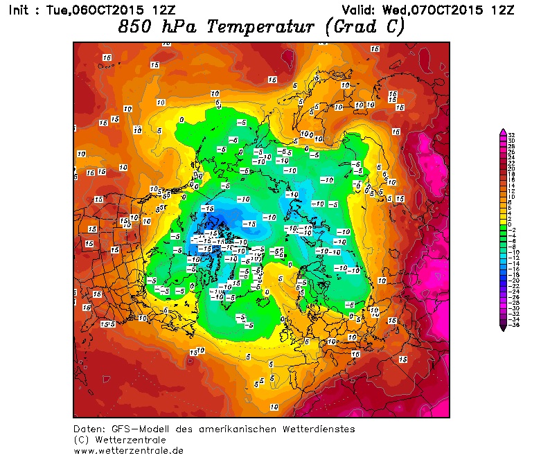 Teplota v hladině 850 hPa